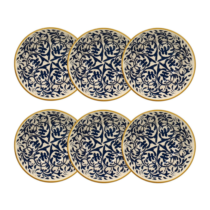 Lot de 6 coupelles à motif bleu en grès 16cm HERACLEE