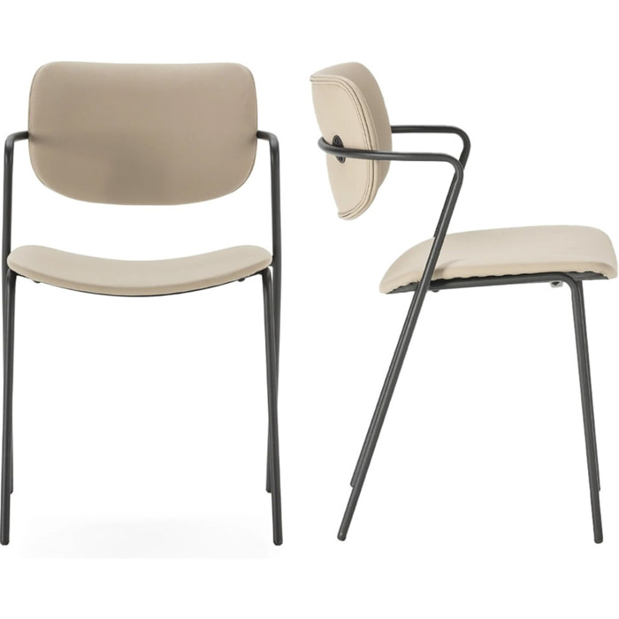 Lot de 2 chaises en simili cuir - SKANDI