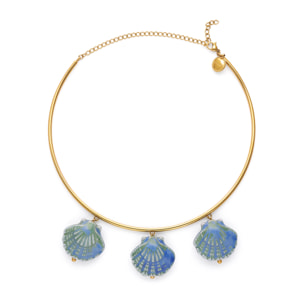 Choker Shelly Blue Acero Baño Oro
