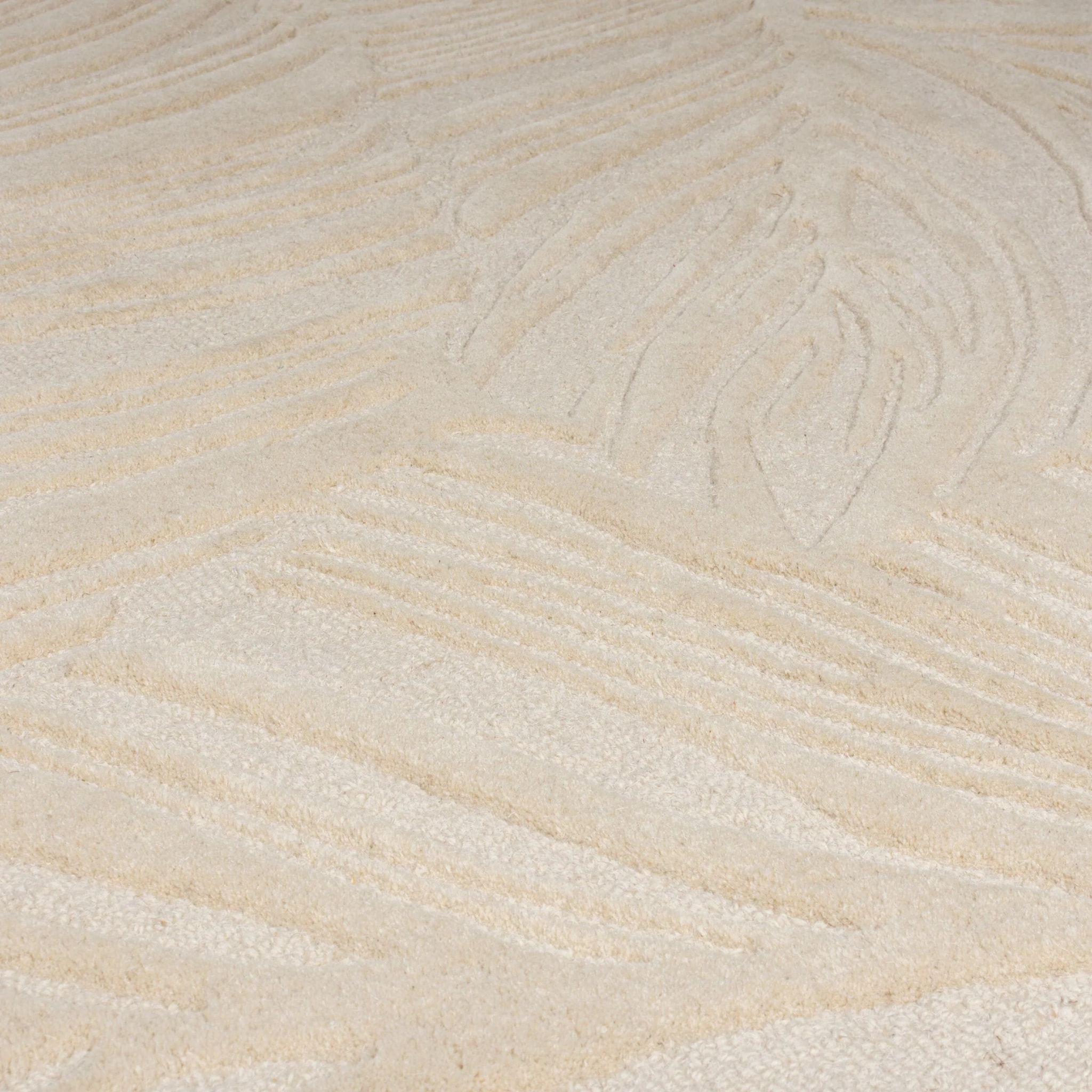 Tapis en laine rond FEUILLAGE Beige