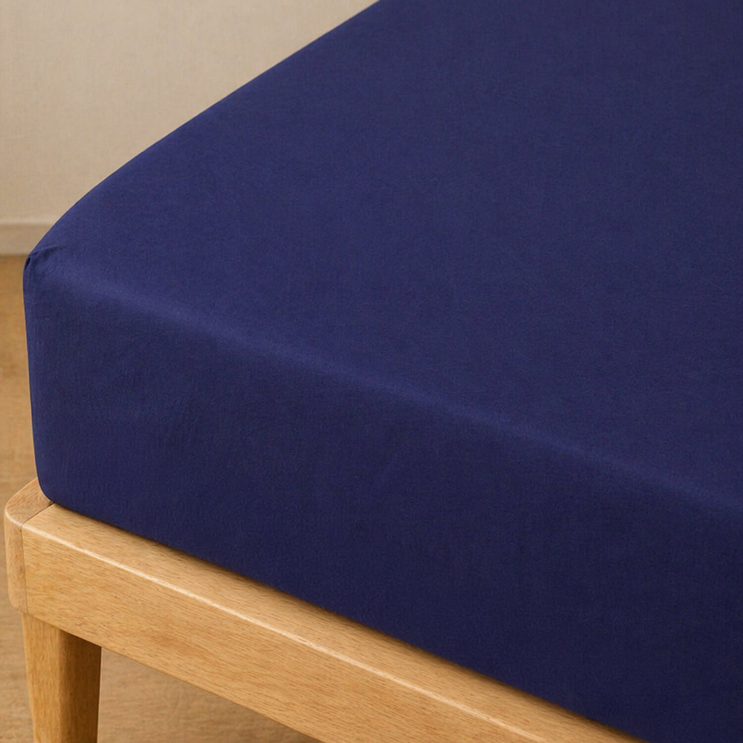 Parure de draps uni 100% coton - essentiel - bleu marine
