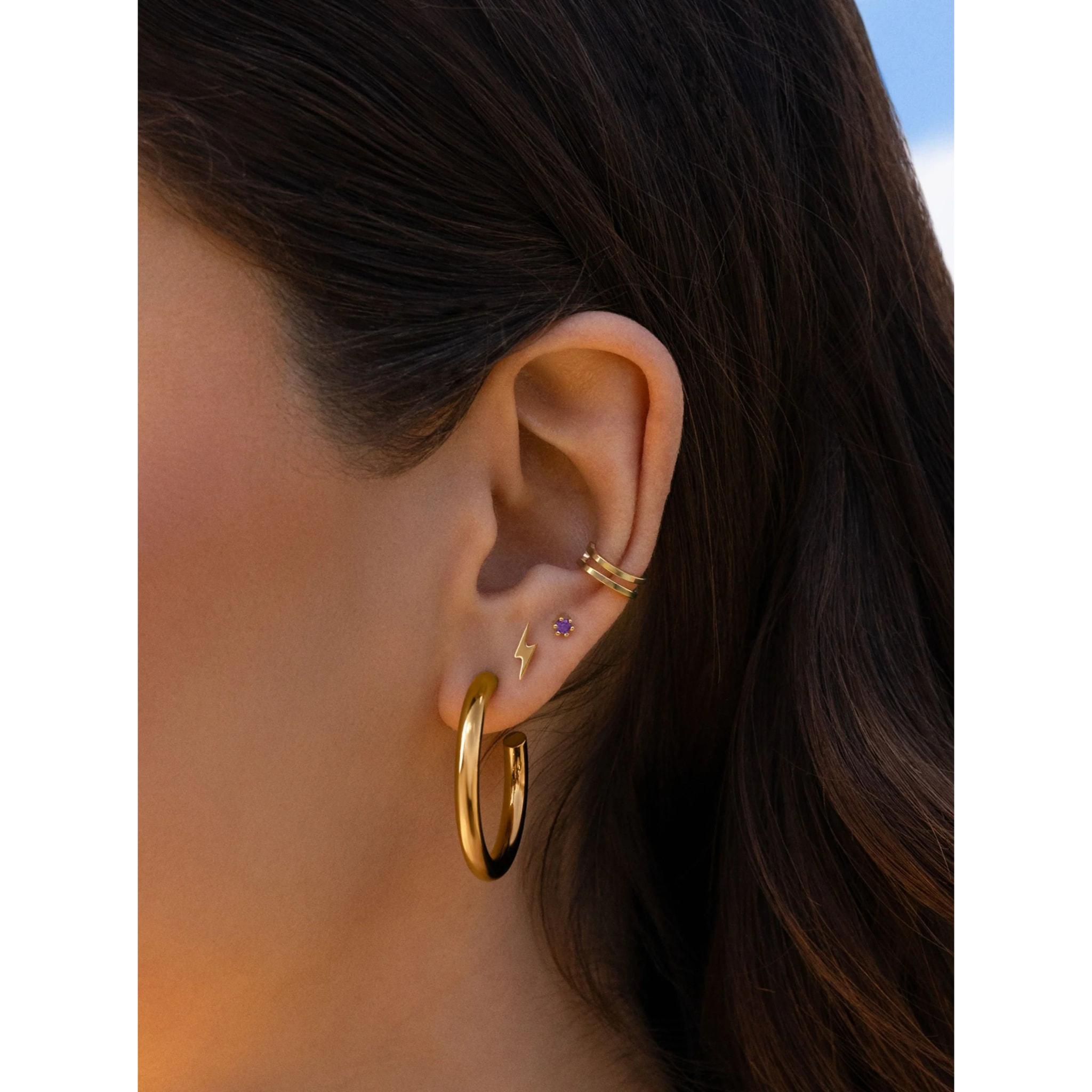 Orecchino Singolo Ray Argento Placcato Oro