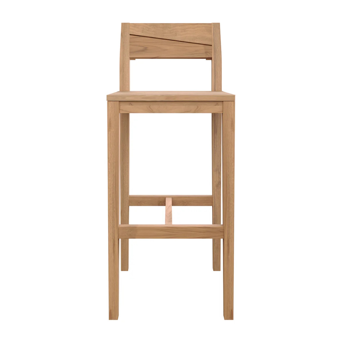Lot de 2 chaises de bar extérieur 74 cm en bois de teck massif - Tunga