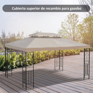 Outsunny Techo de Repuesto para Cenador 4x3 m de 2 Niveles Toldo para Pérgola Recambio con 10 Orificios de Drenaje Cubierta de Repuesto para Gazebo Pabellón Exterior Crema