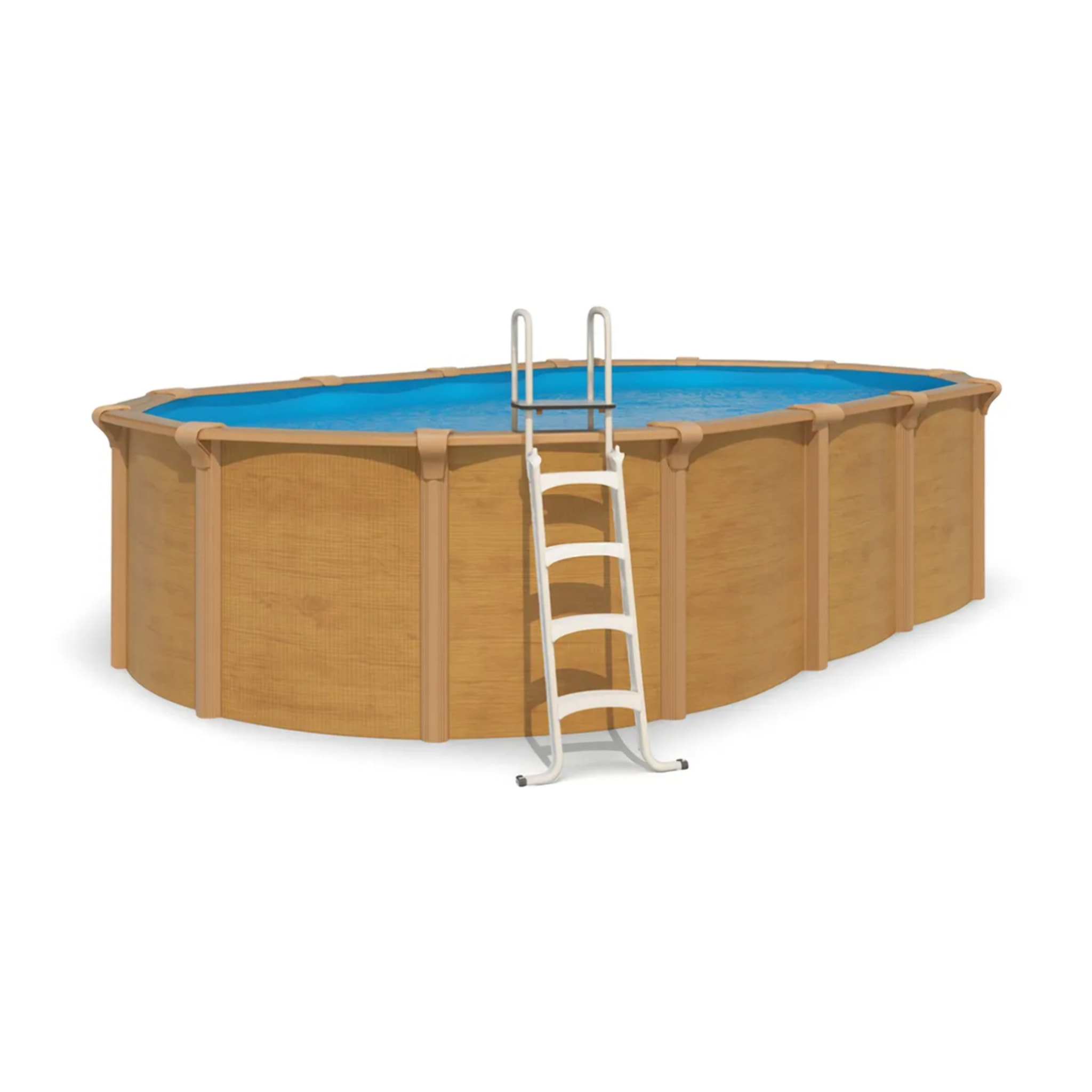 Piscine hors sol acier ovale 7,30 x 3,65 x 1,32 m aspect bois OSMOSE