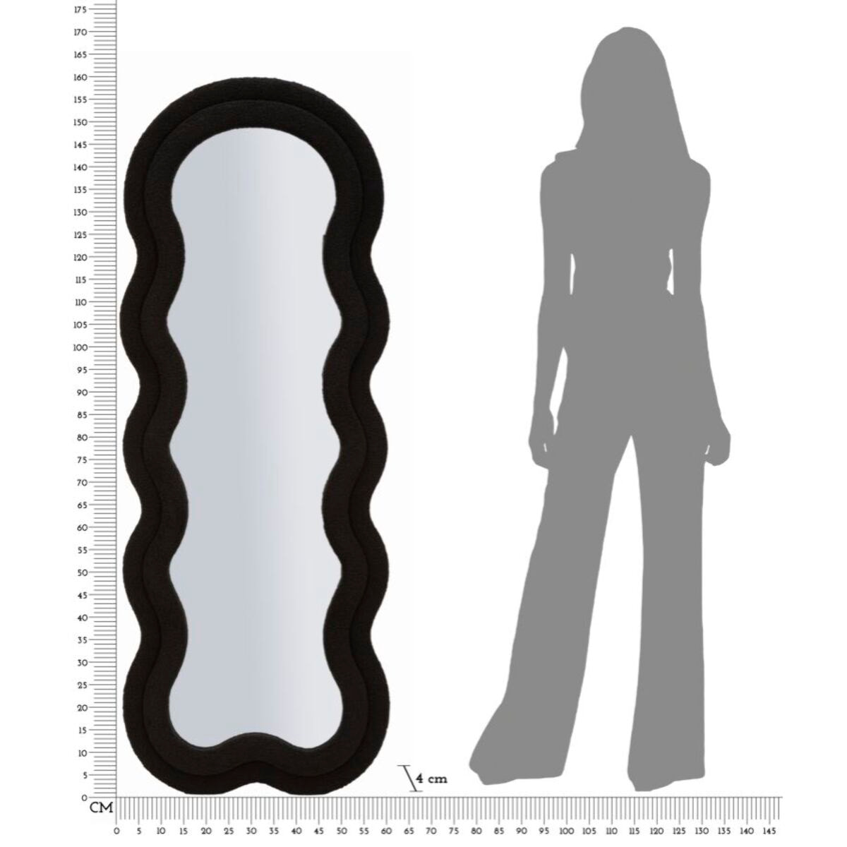 SPECCHIO DA MURO TEDDY NERO CM 60X4X160 (MISURA SPECCHIO CM 39X137)