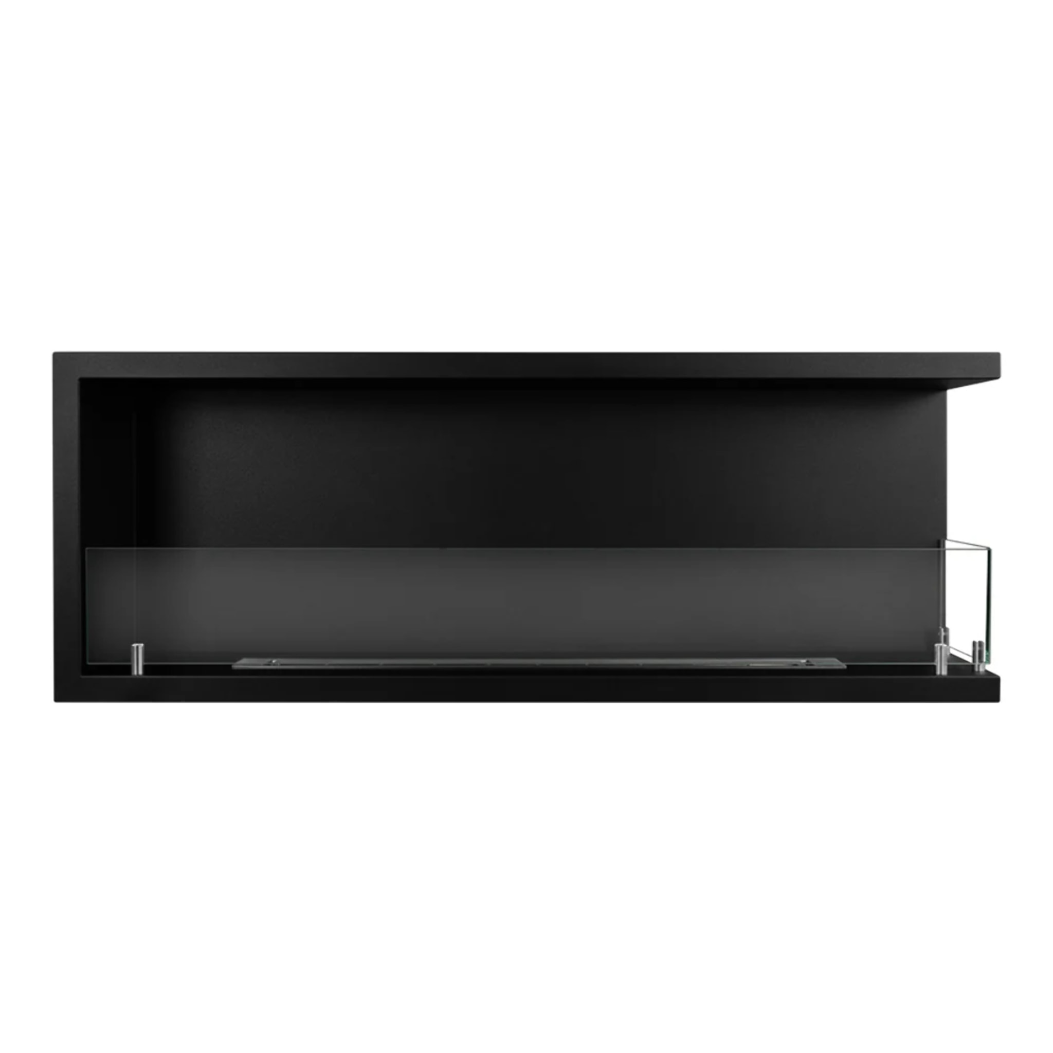 Sutri 120 - Camino a Bioetanolo da Incasso Angolare Destro 120x45x22,4 cm con Bruciatore 1,25lt in Acciaio