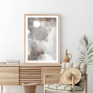 Affiche abstrait et soft line n°2 Affiche + cadre en bois - Chêne