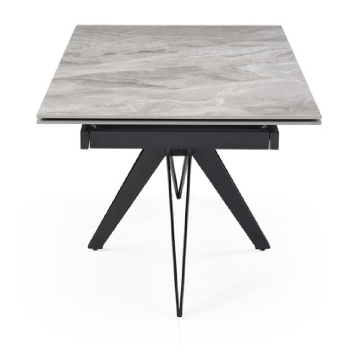 Table extensible céramique gris marbré 180/260 cm - 8 piètements - UNIK