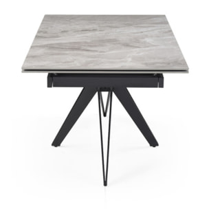 Table extensible céramique gris marbré 180/260 cm - 8 piètements - UNIK