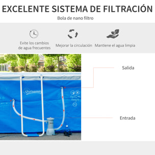 Piscina Desmontable Tubular 440x240x122 cm con Depuradora Cartucho 4.000L/H Azul