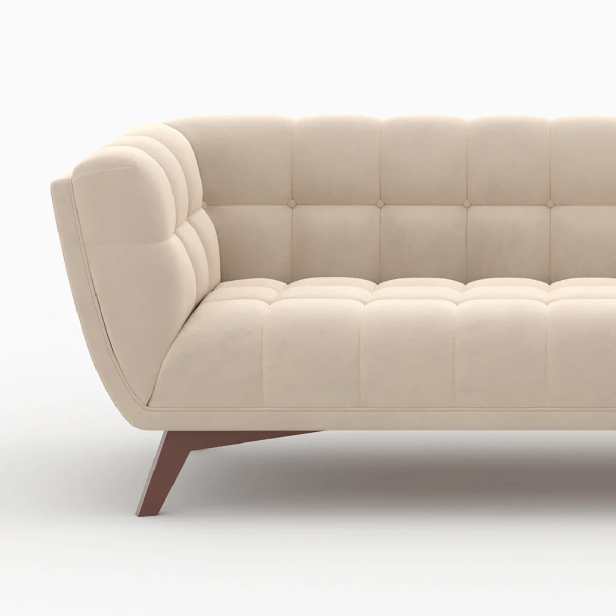 Ensemble canapé et fauteuil en velours beige 4 places - Mona