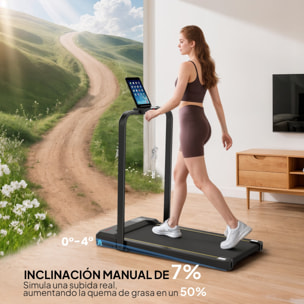 Cinta de Correr Plegable 7% Inclinación, Andar Caminadora Eléctrica para Casa 2 en 1 Debajo del Escritorio con 2.0HP, 6 km/h, Pantalla LED, Control Remoto, para Gimnasio y Oficina