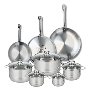 Ensemble de 3 Poêles de cuisson 24, 28 et 32 cm et 5 faitouts 12, 14, 16, 20 et 24 cm Elo Profi Brillant