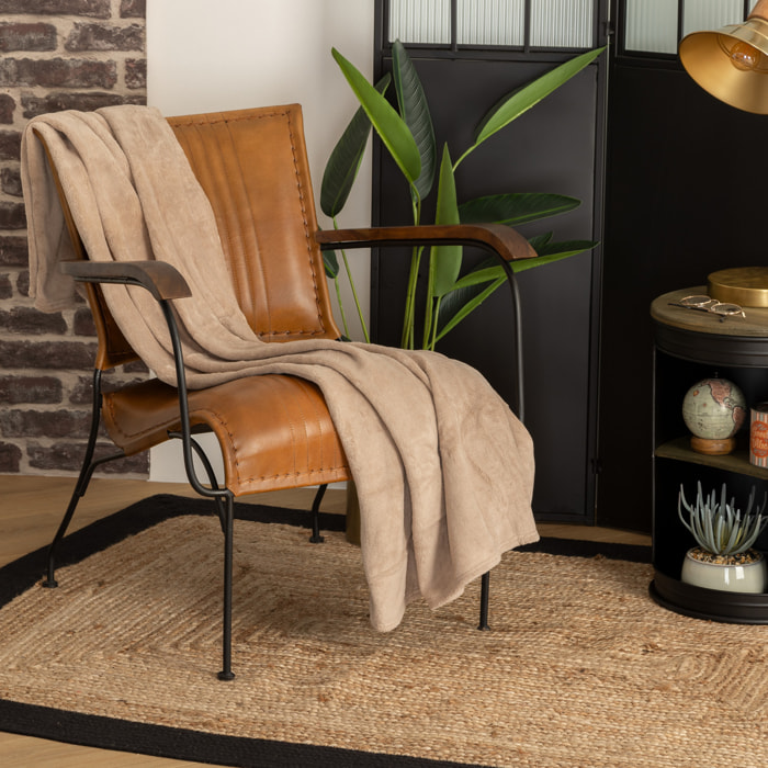 Plaid - microfibre - beige - 125x150 cm