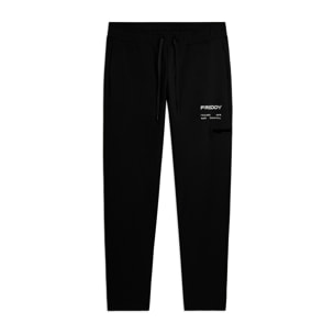 Pantaloni sportivi gamba dritta con tasca laterale e logo