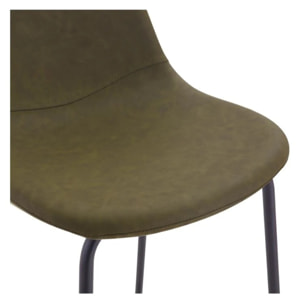 Lot de 2 chaises pour îlot central 65 cm en cuir synthétique kaki - Henrik