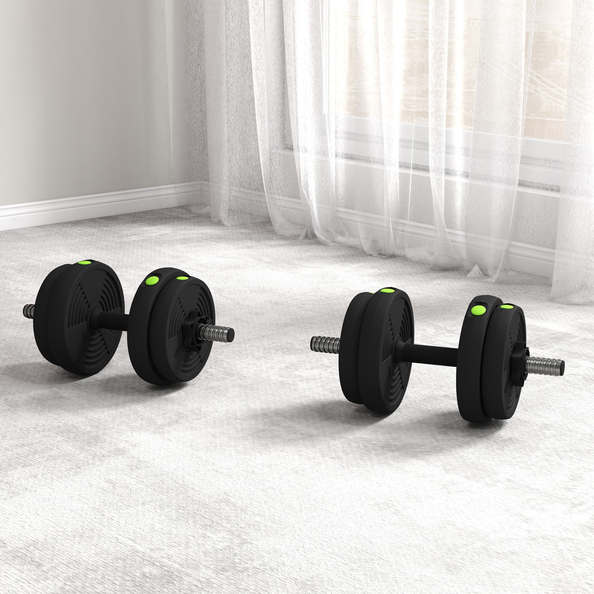 Juego de Mancuernas Ajustables, 2 en 1, 15kg, Juego de Pesas con Barras de Conexión y Mangos Antideslizantes, Pesas y Mancuernas para Hombres y Mujeres, Ejercicio de Fitness, Gimnasio en Casa