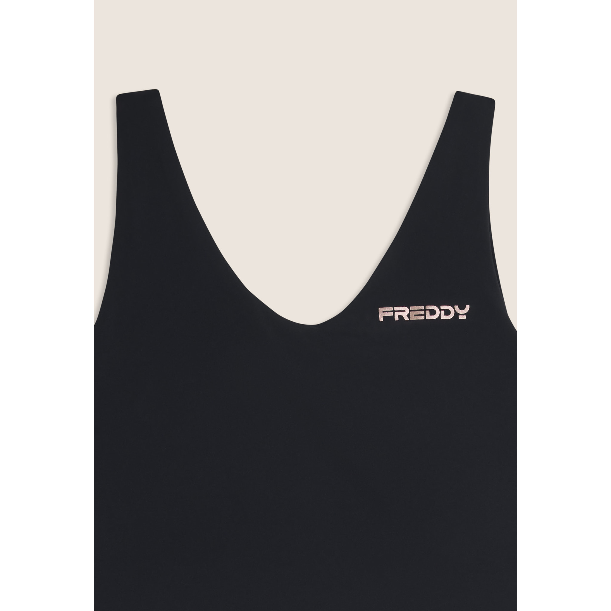 Canotta cropped slim fit con scollo a V in jersey quick dry