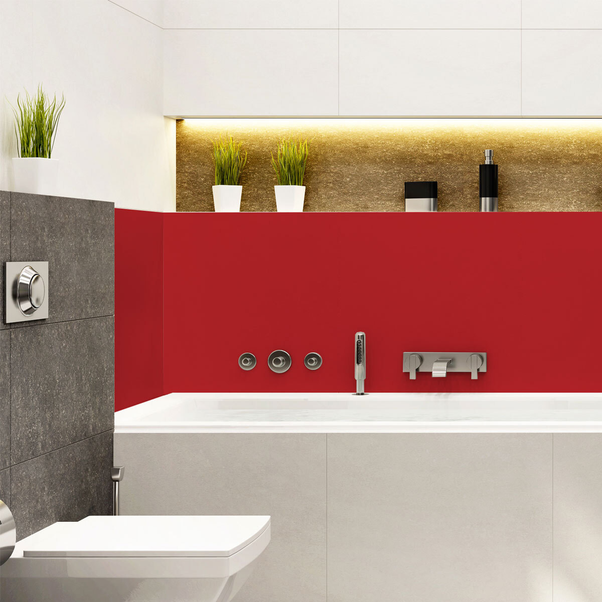 Rouleau adhésif décoratif Vinyle au Mètre - Rouge tomate - Sticker Lavable Imperméable Mur Cuisine Meubles