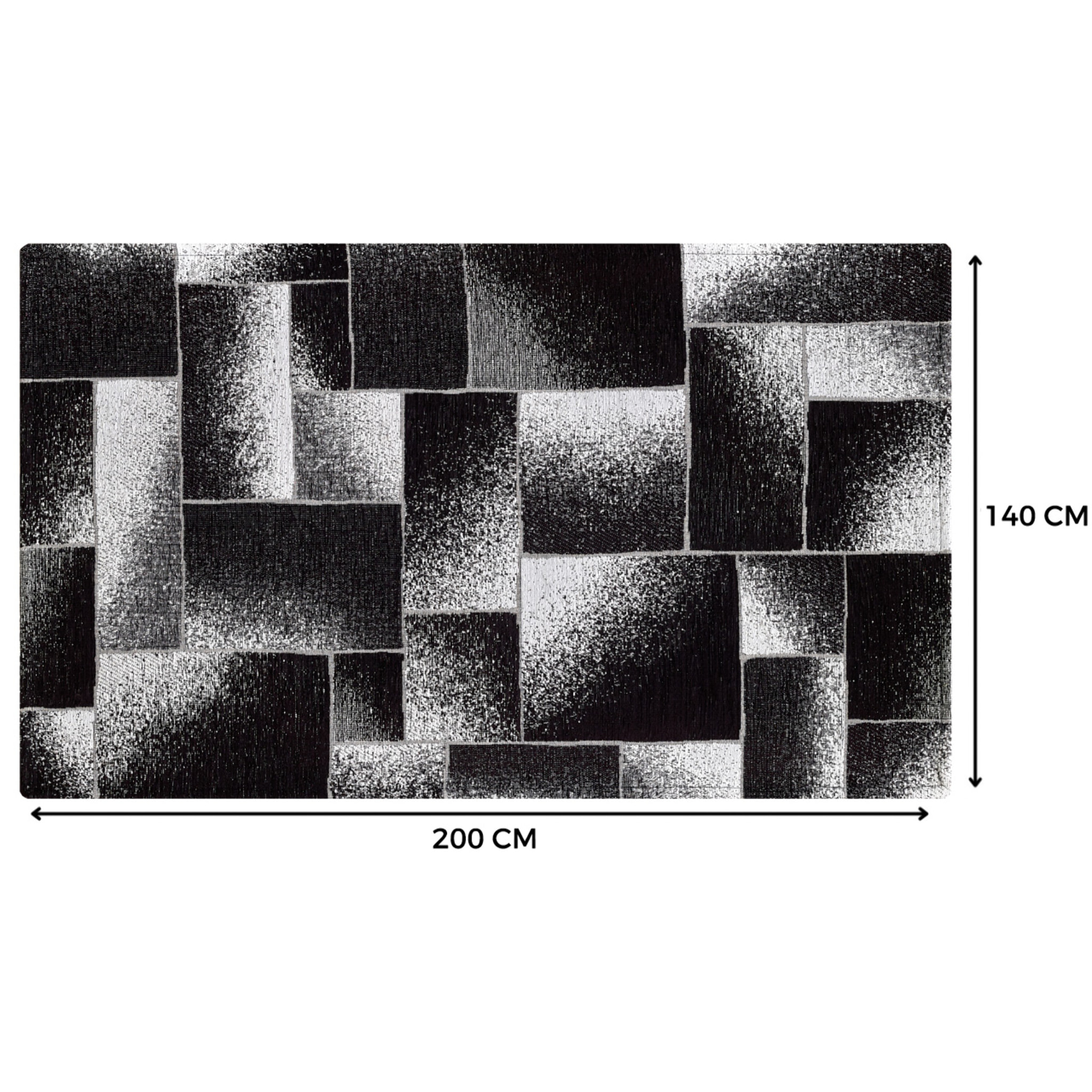 Tappeto Jacquard Ideale Salotto Camera Ingresso Made In Italy Antiscivolo, Lavabile, Morbido Disegno Tetrix Nero By Suardi