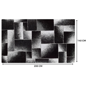 Tappeto Jacquard Ideale Salotto Camera Ingresso Made In Italy Antiscivolo, Lavabile, Morbido Disegno Tetrix Nero By Suardi
