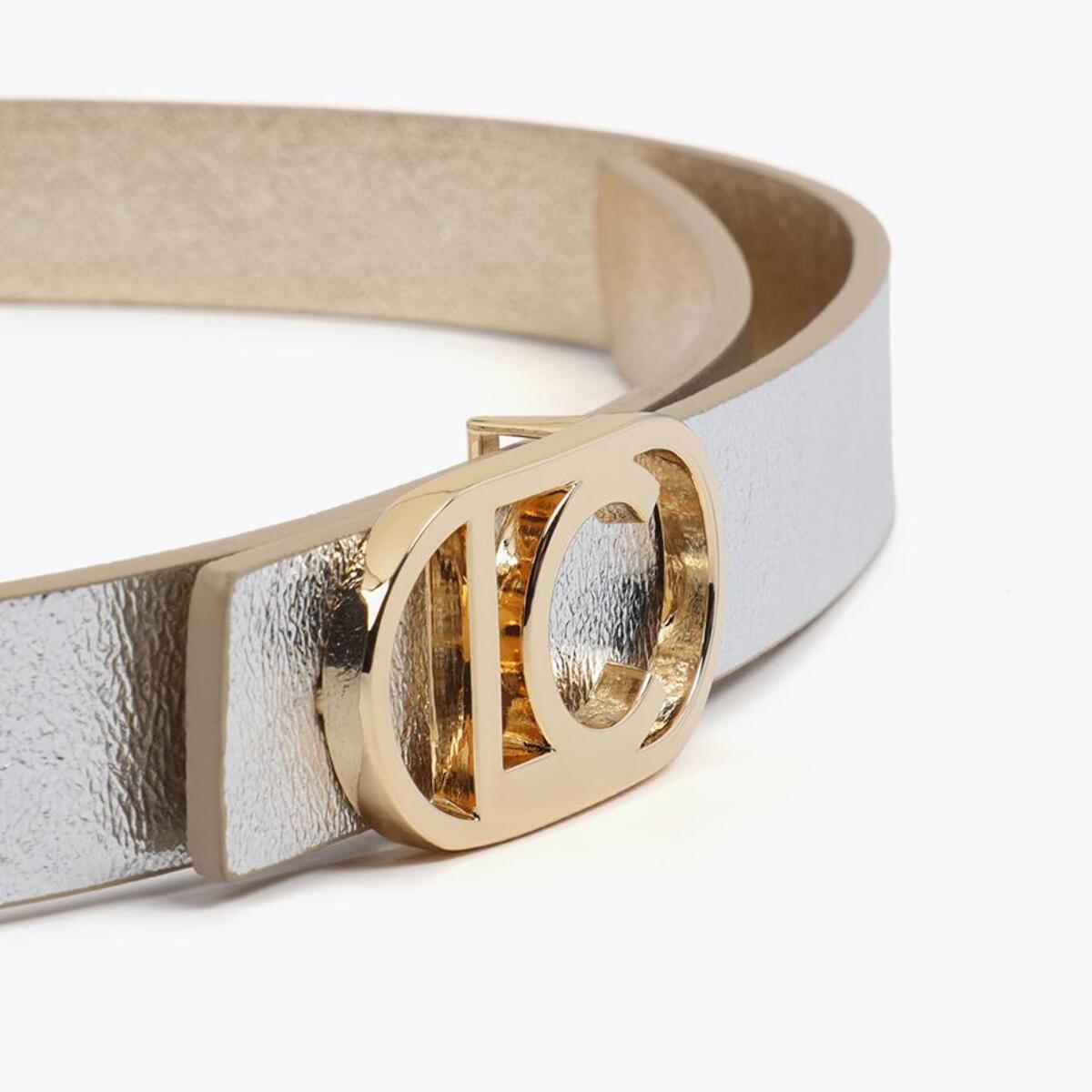 Cintura reversibile con fibbia ovale con logo