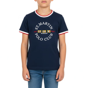 T-shirt jersey con ricamo logo Polo Club St Martin Blu