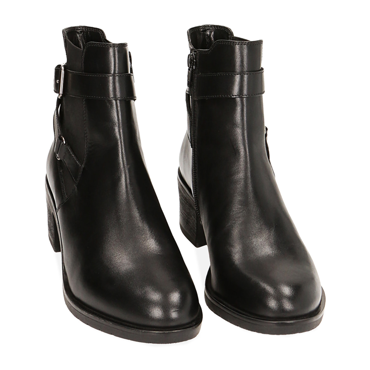 Botines Chelsea de cuero negro hasta el tobillo, tacón de 6 cm