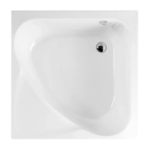 90x90 cm Carmen baignoire d'angle gain de place 95 L en acrylique, sans pieds, orientation droite, blanc (29611)