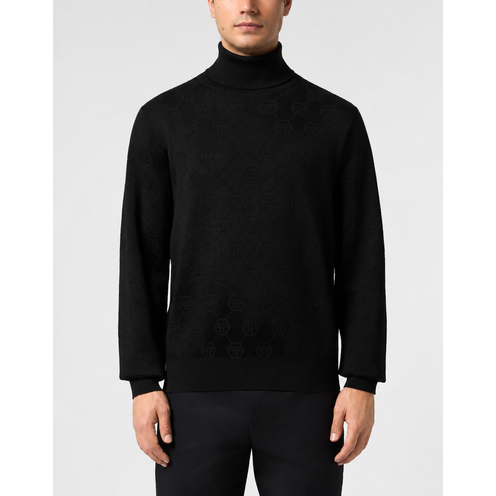 PHILIPP PLEIN Jersey de cuello alto de manga larga MONOGRAM