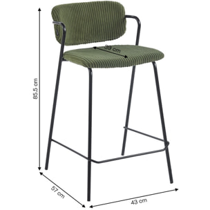 Lot de 2 tabourets de bar en velours côtelé - JONES