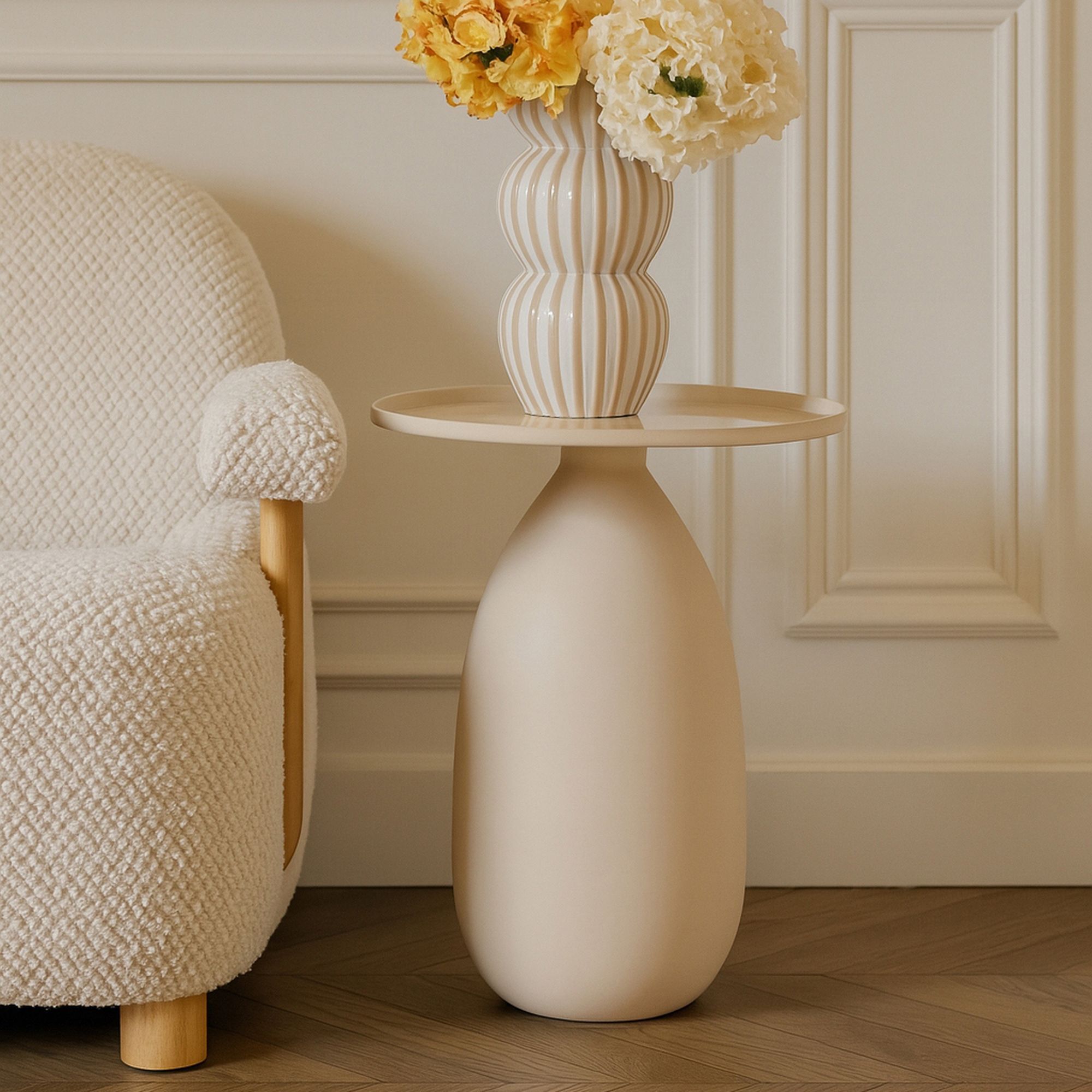 Table d'appoint plateau en métal avec effet céramique VOLDA