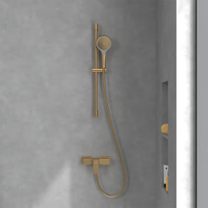 Mitigeur mécanique douche Architectura Square + Ensemble de douche Verve Showers 3 jets Or brossé