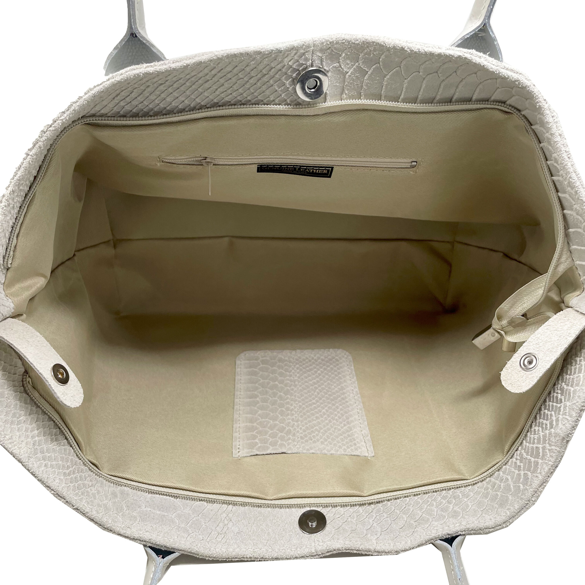 Chicca Borse - Borsa a Spalla Donna in Vera Pelle - Colore Pitonato Beige