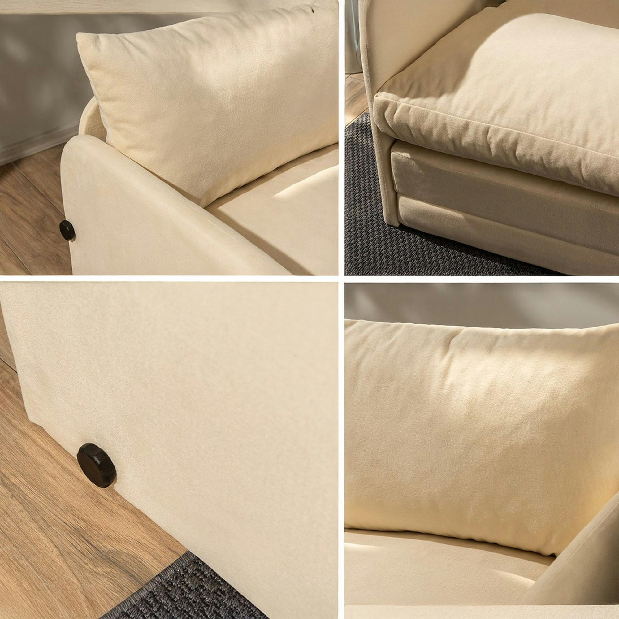 Canapé-lit en tissu crème, 2 personnes 140 cm ORURO