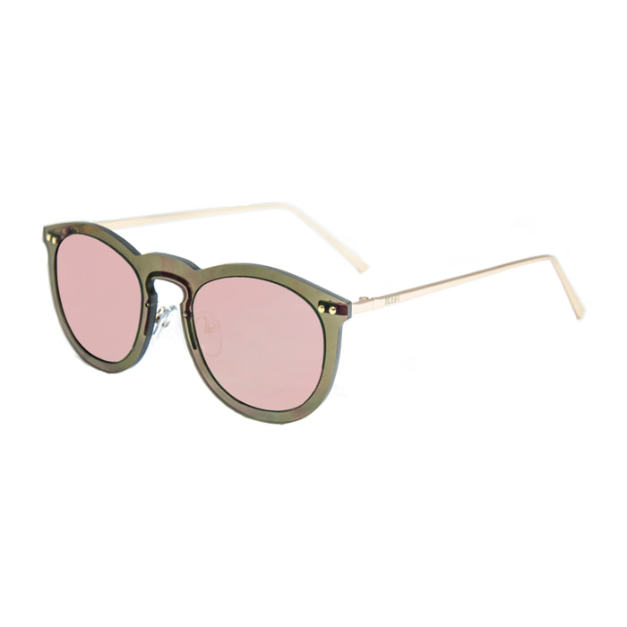 Gafas de sol OCEAN BERLIN - Marrón transparente / Espejada rosa y patillas de metal dorado mate