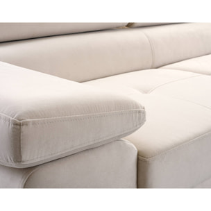 Pablo - canapé panoramique en U - 7 places - convertible avec coffres et têtières réglables - en velours - Beige