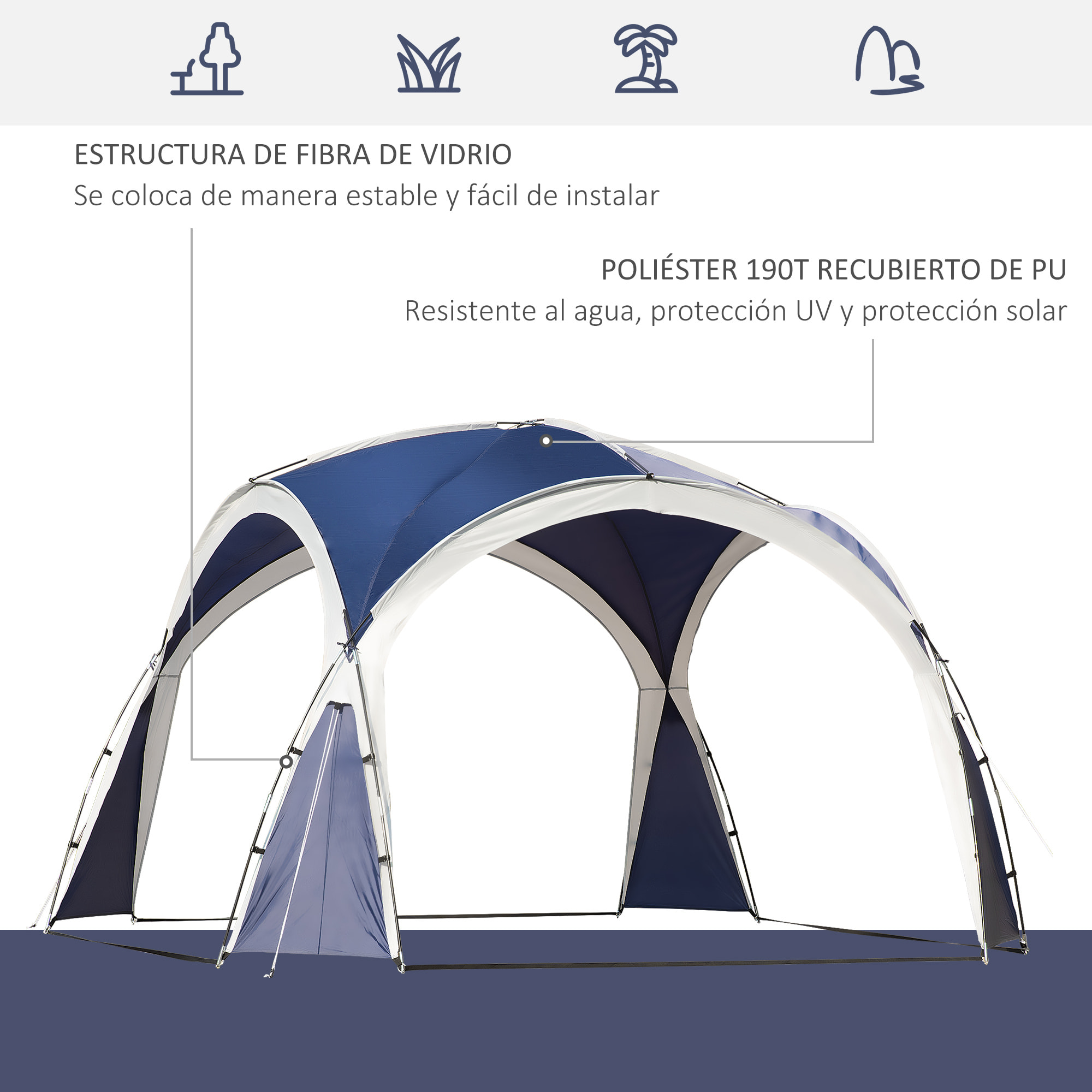 Toldo de Refugio 3,5x3,5 m Toldo Camping Plegable con Gancho Bolsa de Transporte Impermeable y Protección UV para Terraza Playa Picnics Azul