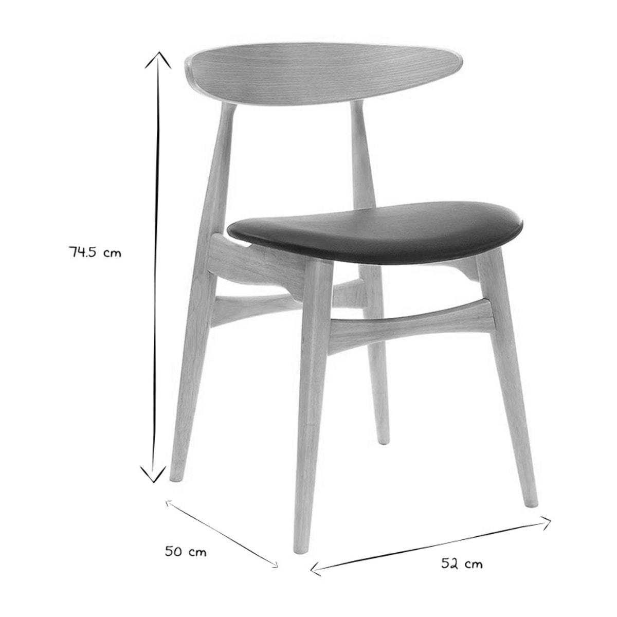 Chaises scandinaves en bois clair et noir (lot de 2) WALFORD