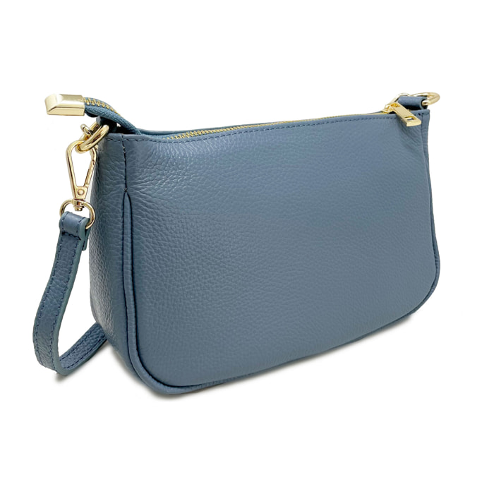 Chicca Borse - Tracollina Clutch Donna in Vera Pelle - Colore Carta Zucchero
