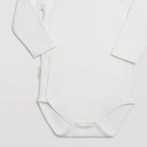 Body neonato incrociato a manica lunga bianco