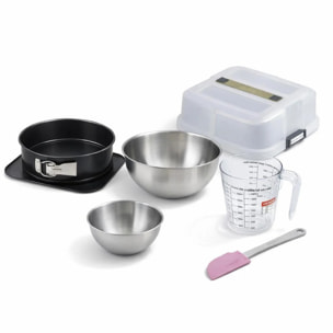 Set de 5 ustensiles de pâtisserie moule à charnière rond bol spatule et verre doseur Zenker Bake Click and Go
