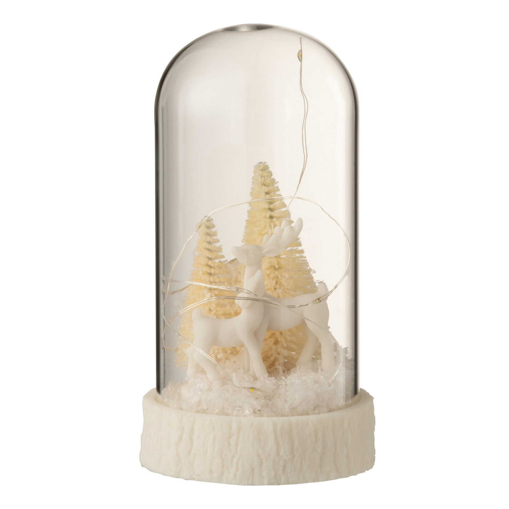 J-Line décoration Cloche Haute Cerfs - verre/polyrésine - blanc - small - LED