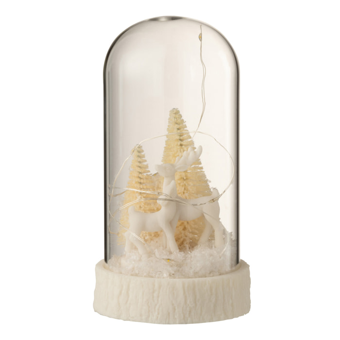 J-Line décoration Cloche Haute Cerfs - verre/polyrésine - blanc - small - LED