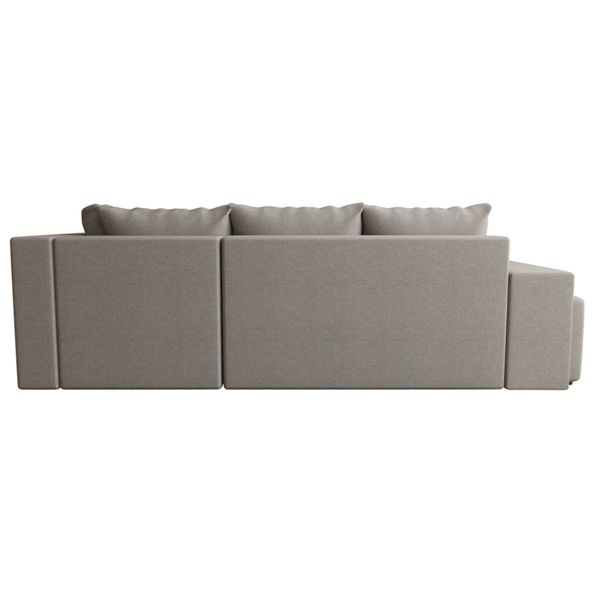 Libbie - Canapé d'angle droit 4 places convertible avec coffre, étagère et poufs en tissu - Gris