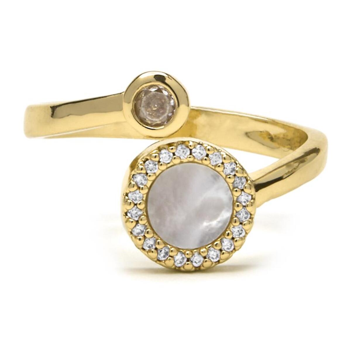 Anillo con Madreperla Blanca acabado oro 18k