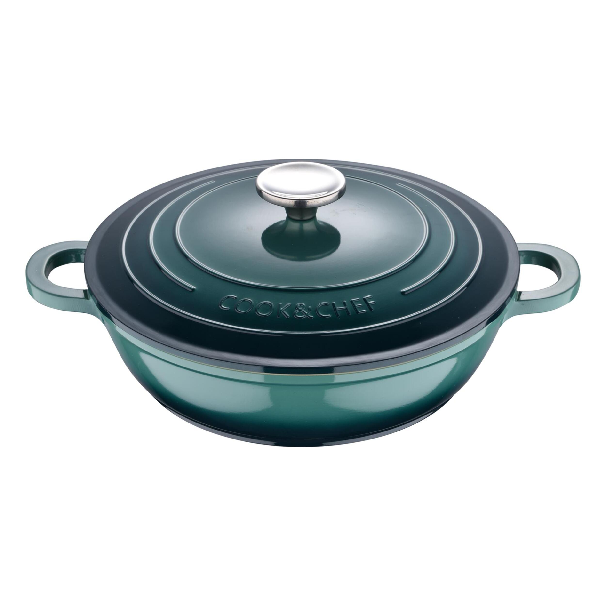 olla baja ø24x6,5cm 2,2l en aluminio fundido con tapa