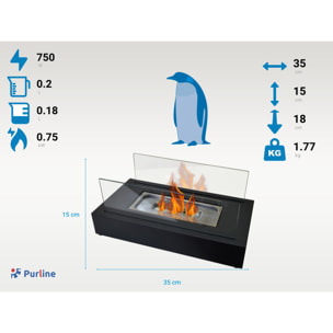 Chimenea de etanol de sobremesa con dos pantallas de cristal templado ALGEIROS PURLINE 750 W