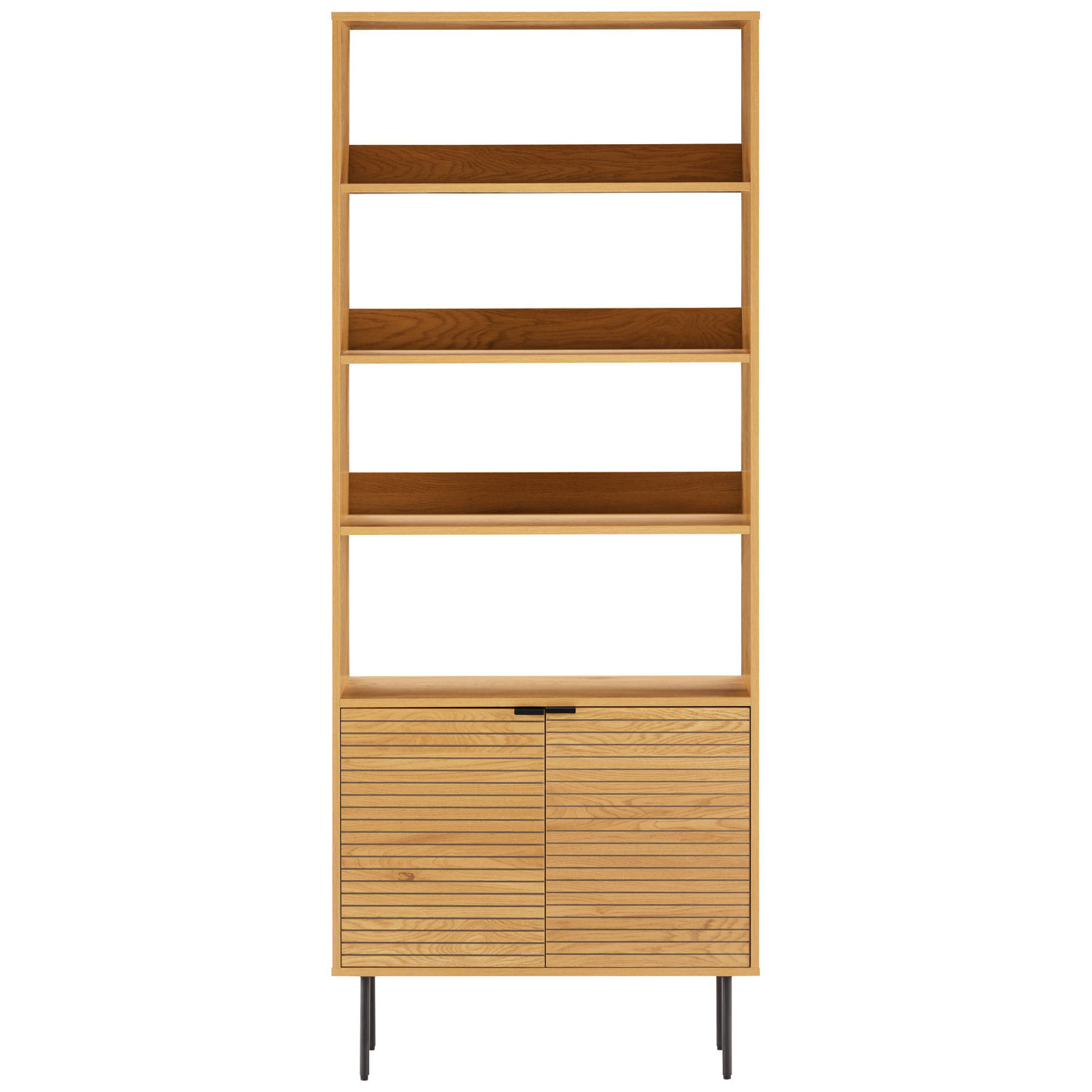 Bibliothèque en bois 4 étagères et 2 portes STINNA